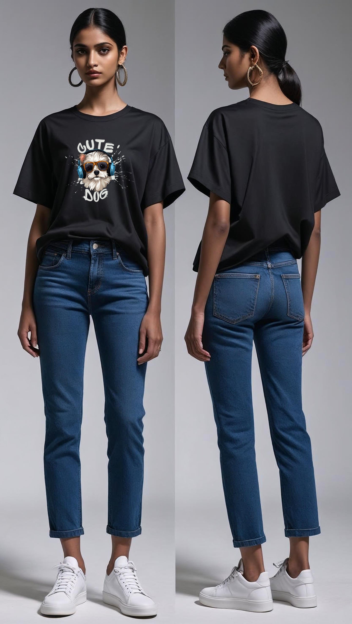 REGULAR FIT PRINTED BLACK T-SHIRT