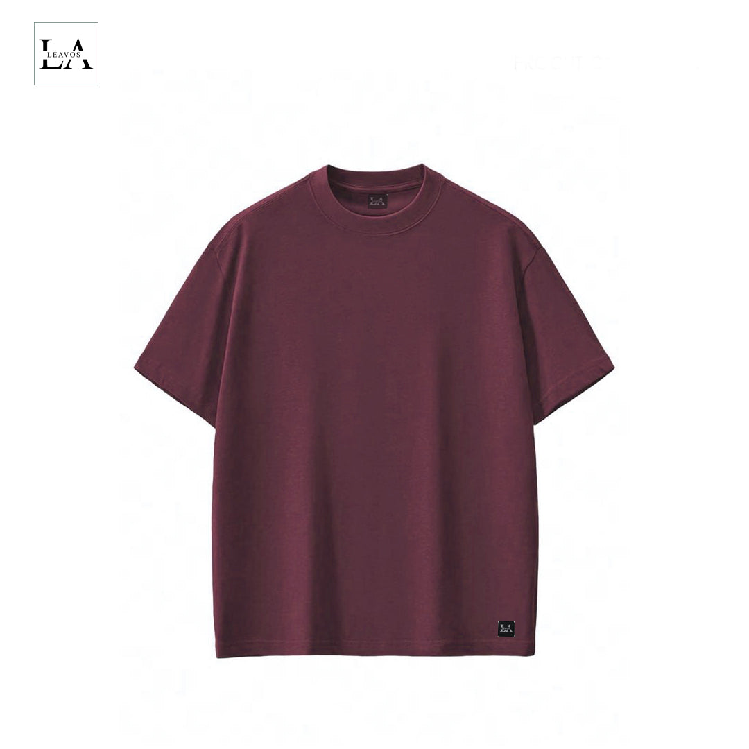 OVER SIZED FIT PLAIN VINE COLOR T-SHIRT
