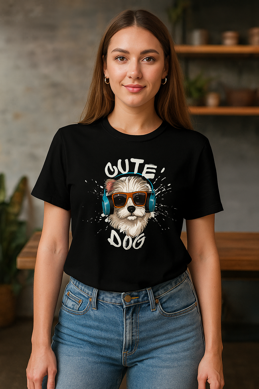 REGULAR FIT PRINTED BLACK T-SHIRT