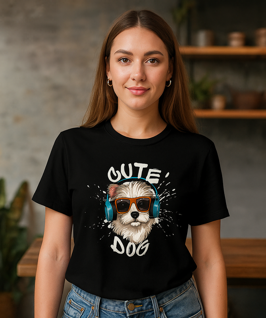 REGULAR FIT PRINTED BLACK T-SHIRT