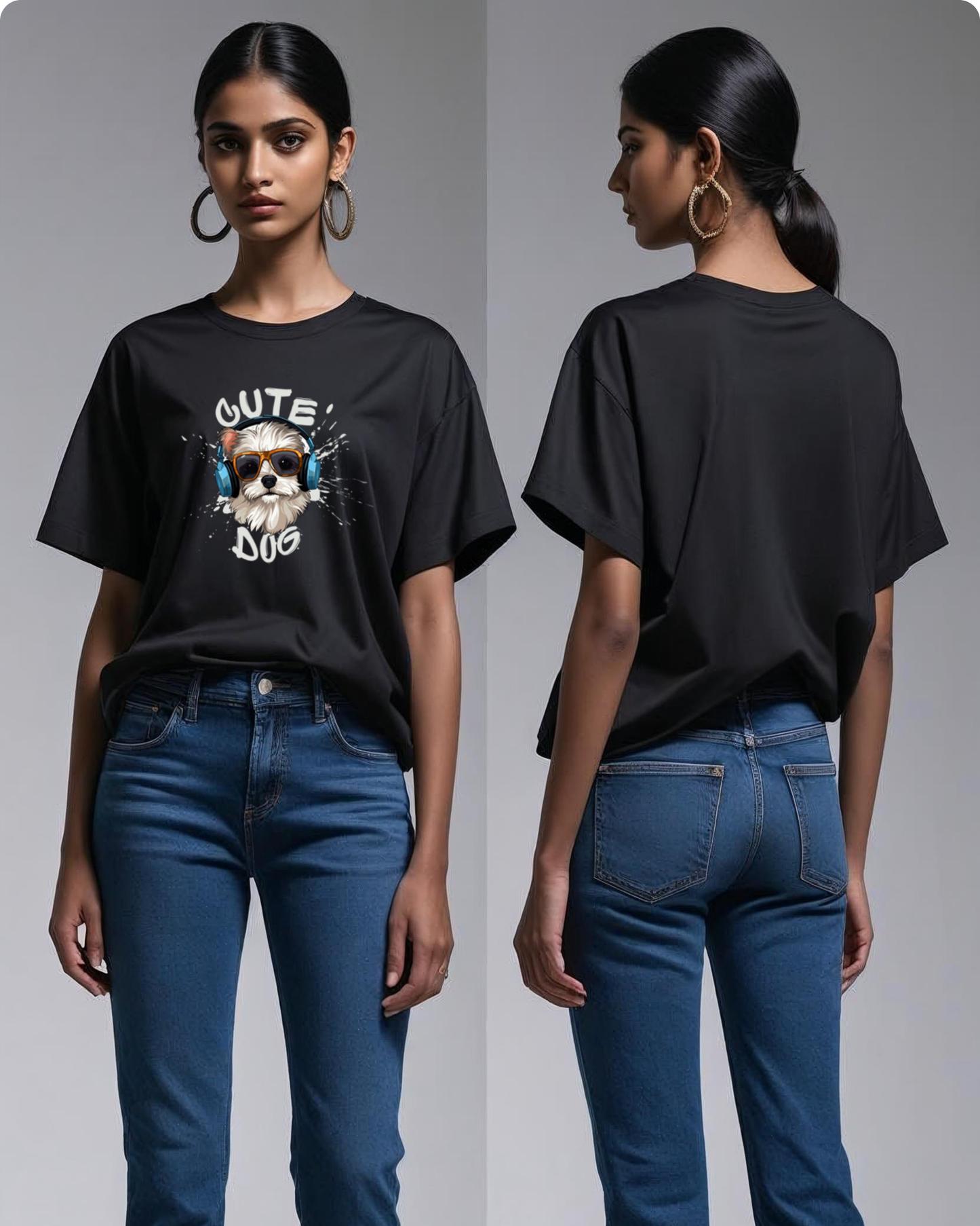 REGULAR FIT PRINTED BLACK T-SHIRT