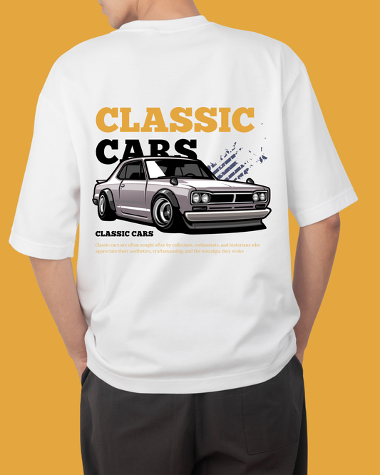 OVER SIZED FIT PRINTED WHITE T-SHIRT