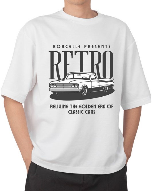 OVER SIZED FIT PRINTED WHITE T-SHIRT