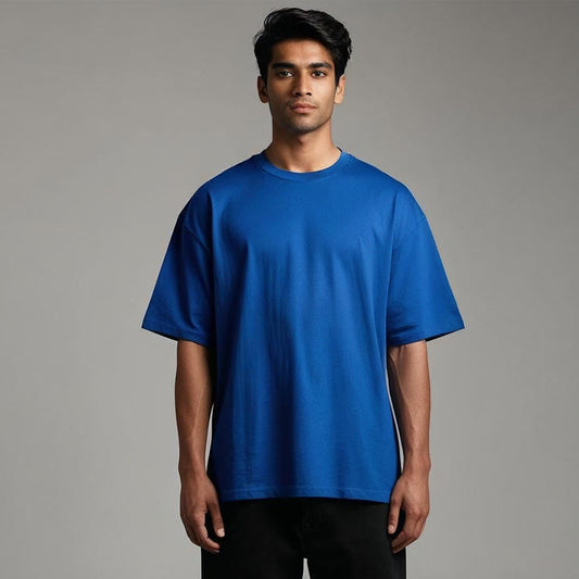 OVER SIZED FIT PLAIN BLUE T-SHIRT