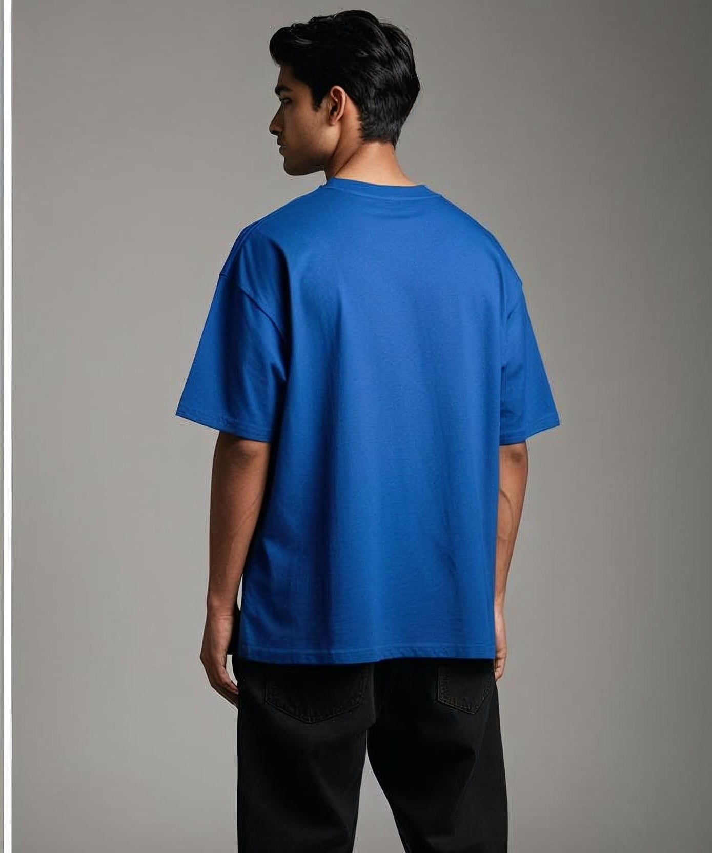 OVER SIZED FIT PLAIN BLUE T-SHIRT