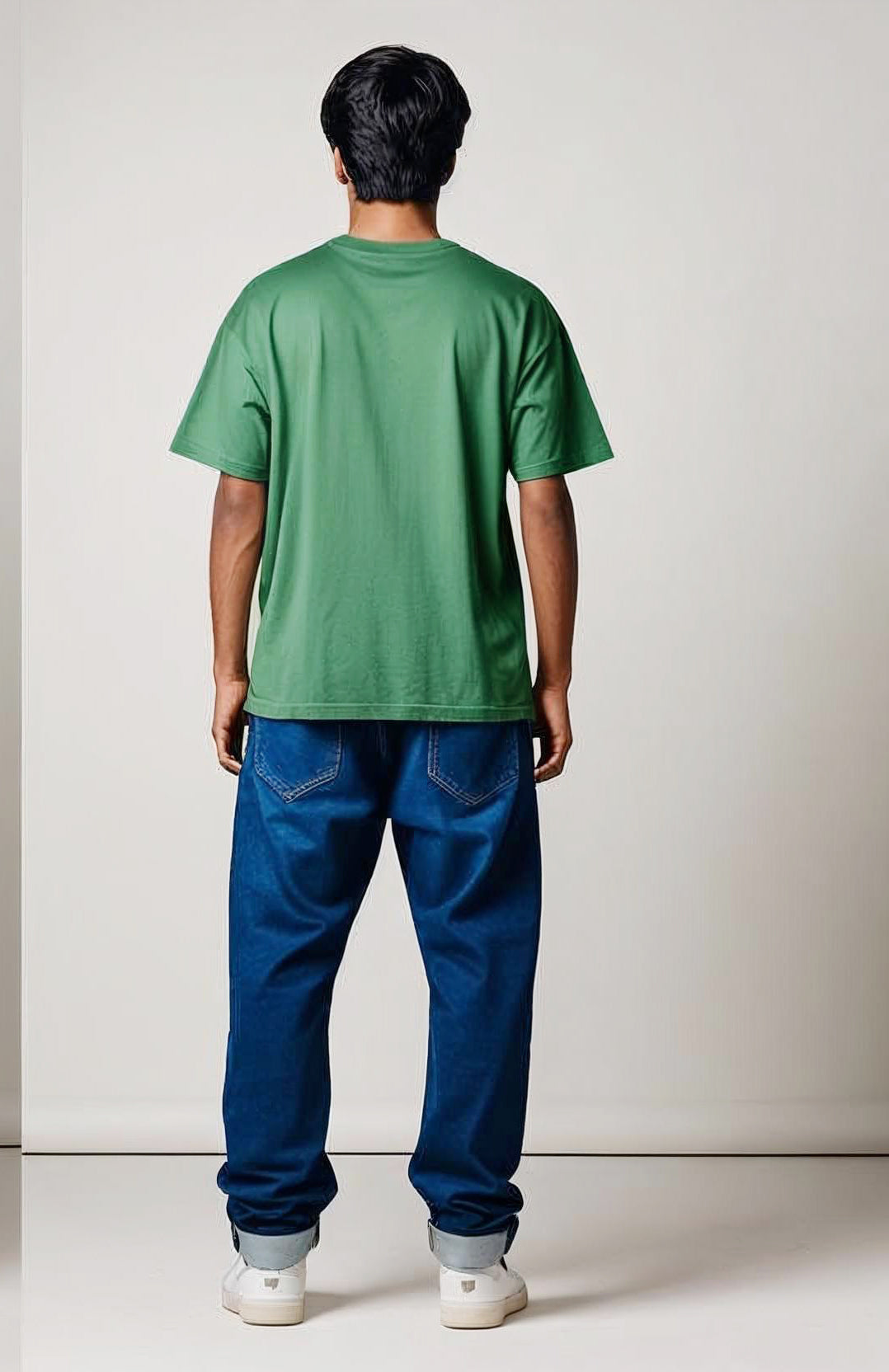 OVER SIZED FIT PLAIN LIGHT GREEN T-SHIRT